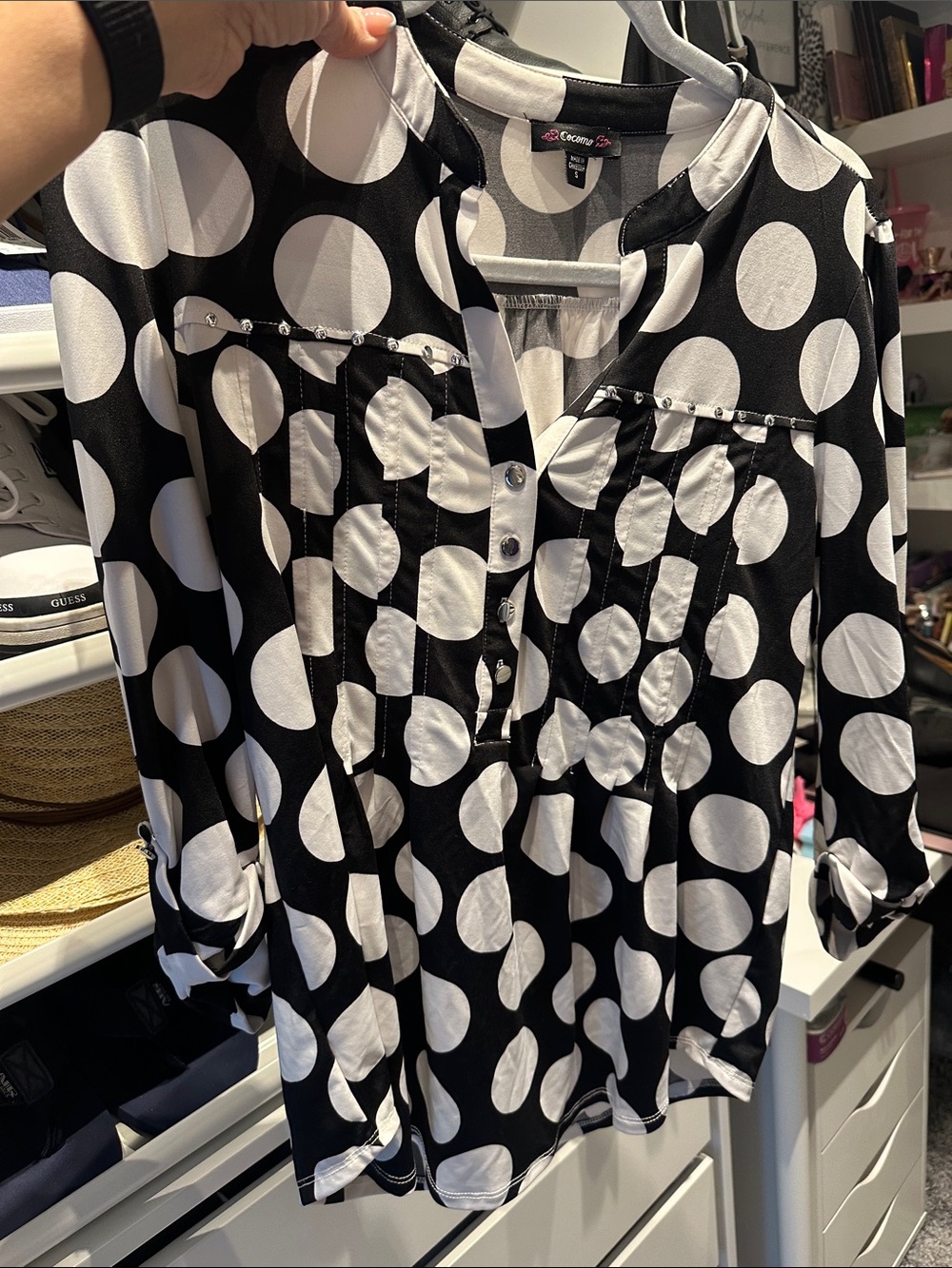 Black and White Polka Dot Women's Top
